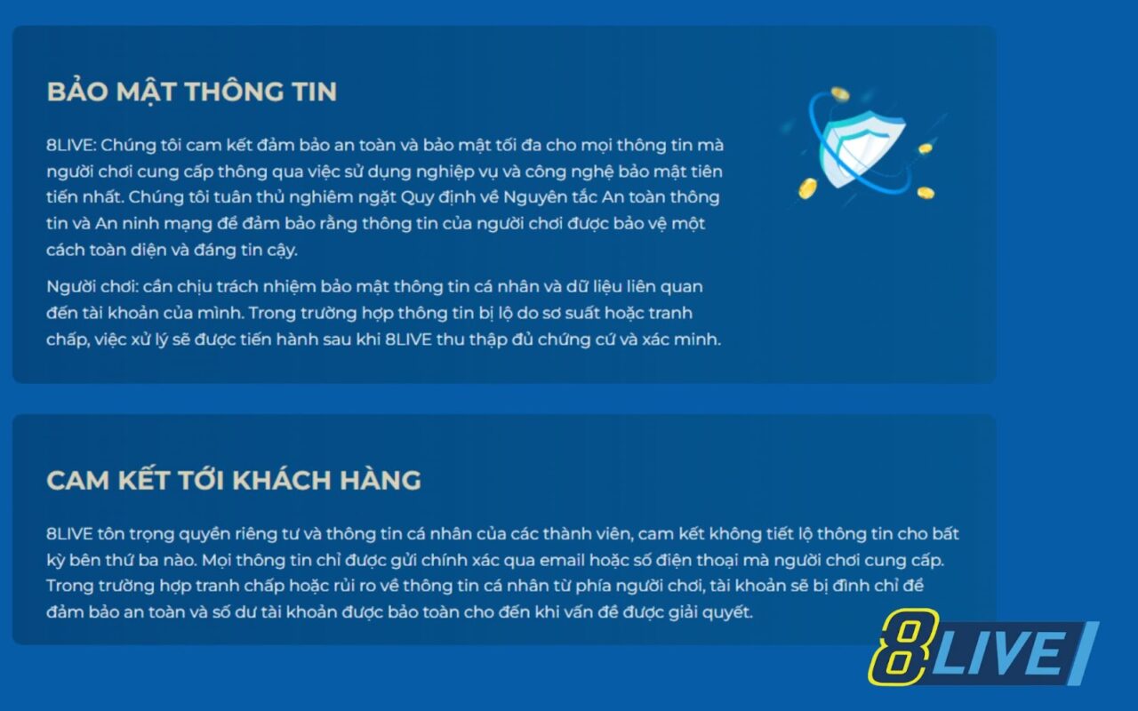 Bảo mật khách hàng cực cao từ nhà cái 8LIVE